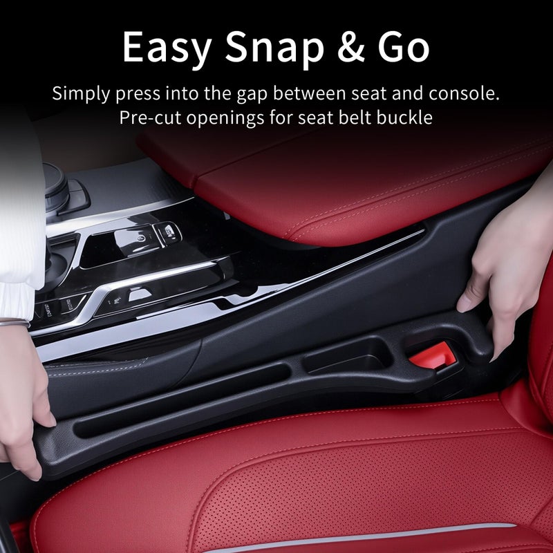 TATATOO Car Seat Gap Filler, Seat Side Gap Filler Organizer with Phone Holder, Universal Fit in Between Car Seat Catcher, Perfect for Car, SUV, Truck (Slotted, Black) - Image 3