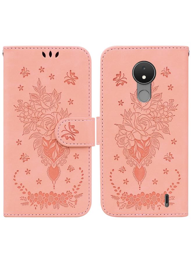 S-TOP Case For Nokia C21 Butterfly Rose Embossed Leather Phone Case - Image 1