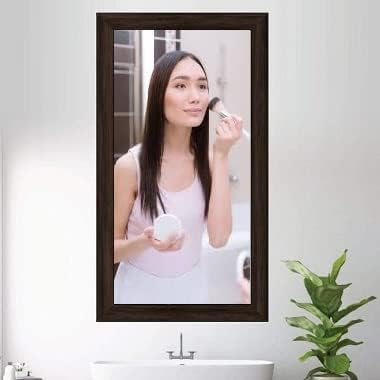 SEVEN HORSES Brown Sunmica Finish Wall Mirror for Dressing,Bathroom,Hallway,Washbesin,Full Length Mirror Fiber Wood Made (Size 14.5X26.5 Inch) - Image 4