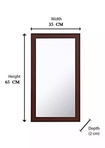 SEVEN HORSES Brown Sunmica Finish Wall Mirror for Dressing,Bathroom,Hallway,Washbesin,Full Length Mirror Fiber Wood Made (Size 14.5X26.5 Inch) - Image 2