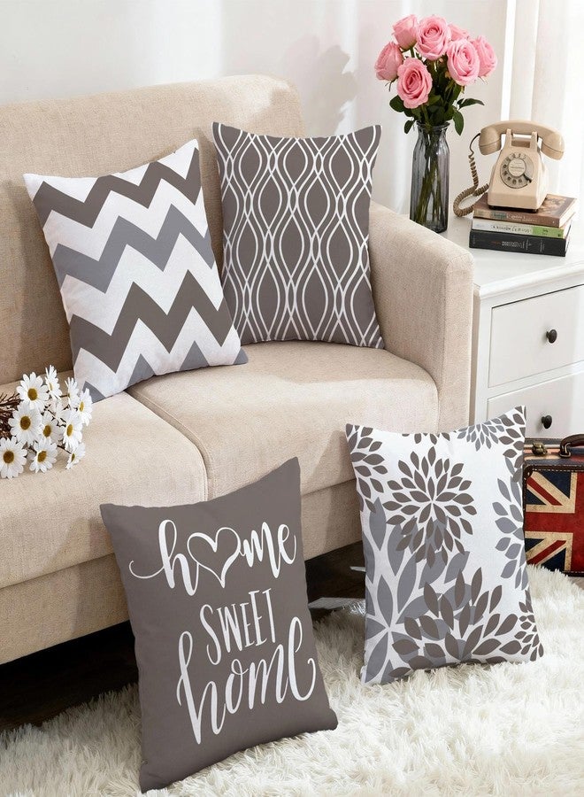 Hexagram Grey Geometric Pillow Covers 18x18 Set of 4,Decorative Boho Couch Throw Pillow Cover for Sofa Bedroom, Brown Farmhouse Cushion Case Outdoor Home Decoration(Grey) - Image 5