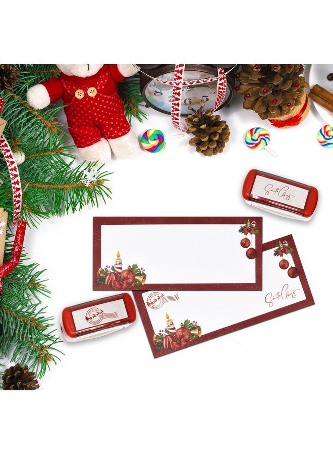 Gift Boutique Christmas Self Inking Rubber Stamps Set Of 2 Santa Claus Signature Stamp And North Pole Reindeer Mail Stamp In Red Imprint For Holiday Xmas Letter Envelopes Gifts Letters - Image 3