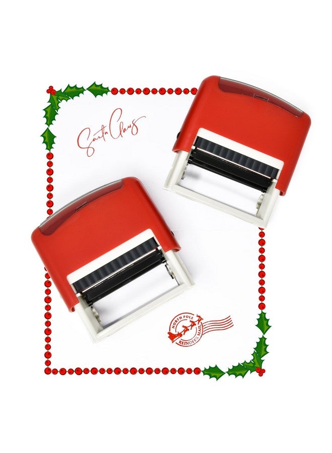 Gift Boutique Christmas Self Inking Rubber Stamps Set Of 2 Santa Claus Signature Stamp And North Pole Reindeer Mail Stamp In Red Imprint For Holiday Xmas Letter Envelopes Gifts Letters - Image 4