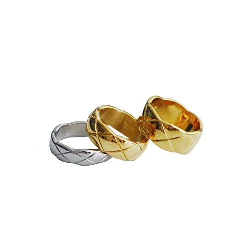 Shapes Studio 18k Gold Plated Rings for Women,Crush Wide Band Gold Plated Ring, Stacking Rings, Wedding Band Minimalist Style (Gold narrow, 7) - Image 2