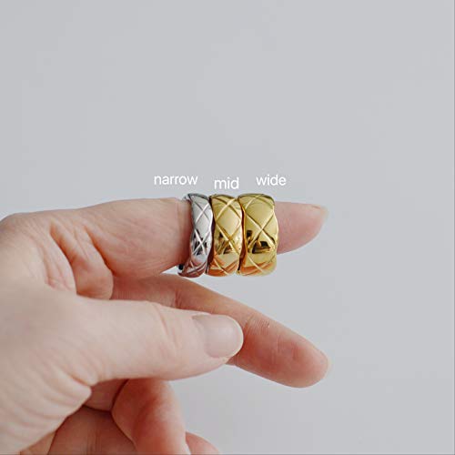 Shapes Studio 18k Gold Plated Rings for Women,Crush Wide Band Gold Plated Ring, Stacking Rings, Wedding Band Minimalist Style (Gold narrow, 7) - Image 3