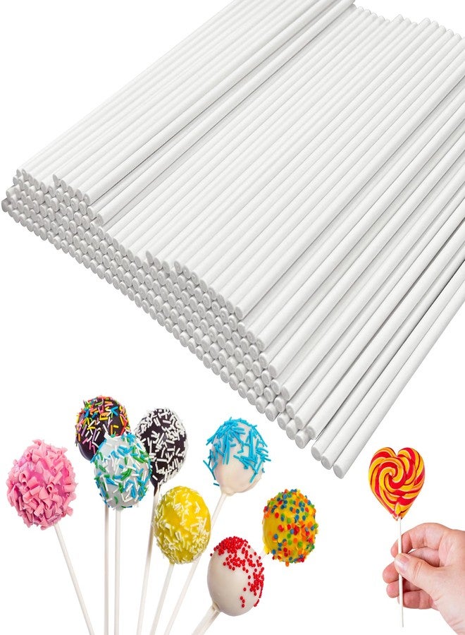 Bvrbaory 100 Pcs White Lollipop Sticks,6 Inch Paper Cake Pop Sticks,Lollipop Treat Sticks for Cake Pops,Homemade Candy,Chocolate,Cookie,Dessert(Dia 3.5mm) - Image 1