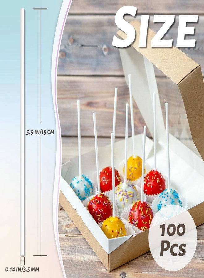Bvrbaory 100 Pcs White Lollipop Sticks,6 Inch Paper Cake Pop Sticks,Lollipop Treat Sticks for Cake Pops,Homemade Candy,Chocolate,Cookie,Dessert(Dia 3.5mm) - Image 2