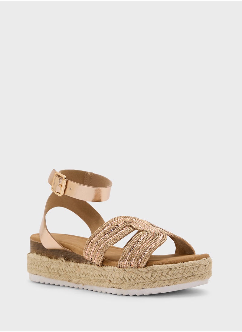 Truffle Flatform  Embellished Detail Wedge Sandal  - Image 2