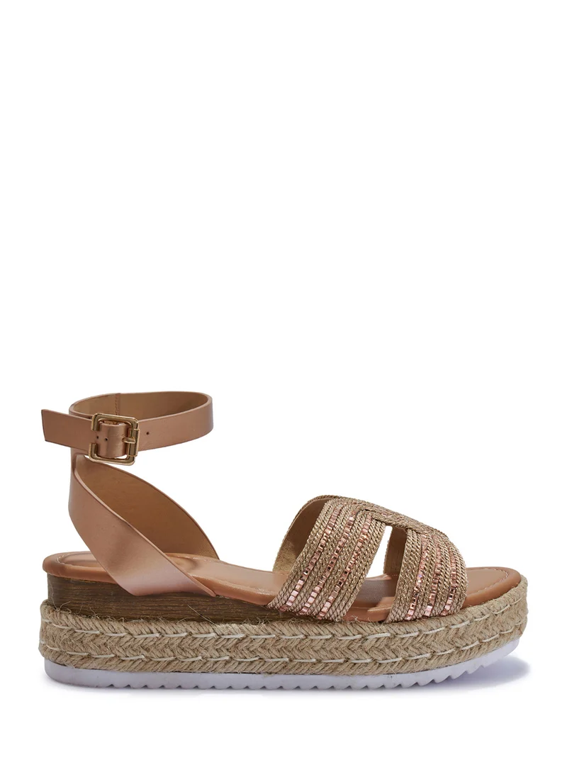 Truffle Flatform  Embellished Detail Wedge Sandal