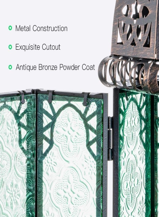 NEEDOMO Hanging Moroccan Lantern, 11'' Vintage Candle Holder, Metal Lanterns Decorative Indoor Outdoor, Table, Patio, Porch, Shelf, Gothic Home Decor (Green, Medium Size) - Image 4
