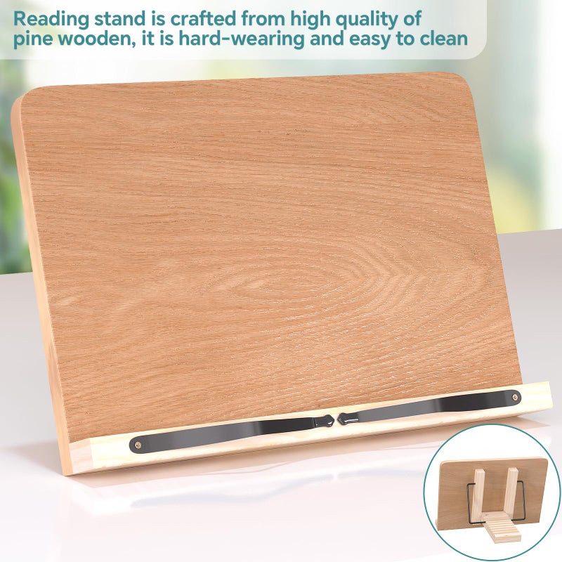 ZMHH Book Reading Stand,8 Adjustable Height Holder Tray with Elastic Page Paper Clips for Textbook/Cookbook/Music Scores/Tablet/Laptop,Lightweight Reading Hands Free Desktop Document Book Mount - Image 2