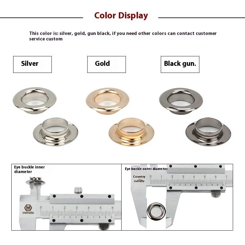 Y&D Metal Shower Curtain Rings with Eyelet Hardware - Brass Grommets Punching Button Hole for Garments, Curtains - Image 2