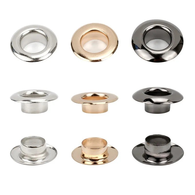 Y&D Metal Shower Curtain Rings with Eyelet Hardware - Brass Grommets Punching Button Hole for Garments, Curtains - Image 1