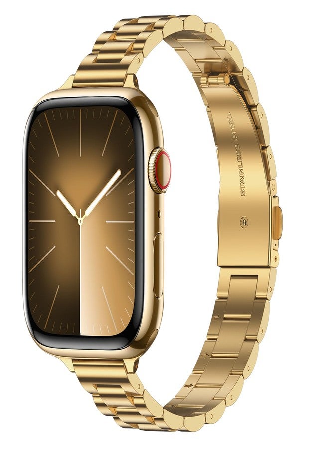 Tasikar Thin Band Compatible with Apple Watch Band 42mm(Series 11/10) 41mm 40mm 38mm Women Stainless Steel Metal Replacement Strap Compatible with iWatch SE Series 11 10 9 8 7 6 5 4 3, Gold - Image 1