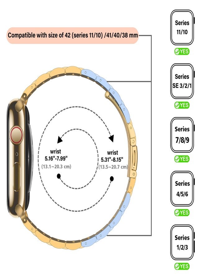 Tasikar Thin Band Compatible with Apple Watch Band 42mm(Series 11/10) 41mm 40mm 38mm Women Stainless Steel Metal Replacement Strap Compatible with iWatch SE Series 11 10 9 8 7 6 5 4 3, Gold - Image 3