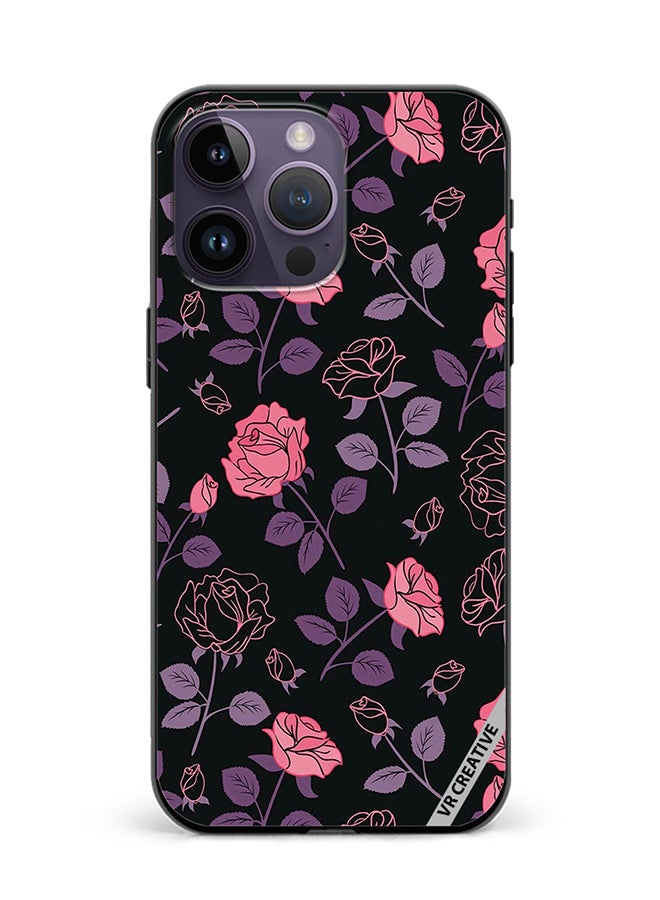 VR CREATIVE Protective Case Cover For Apple iPhone 16 Pro Pink And Purple Flowers Design Multicolour - Image 1