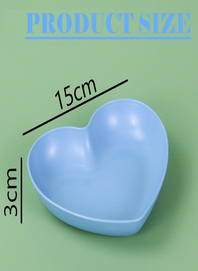yomith 6 Inch Heart Shape Mini Dipping Sauces Bowls, Unbreakable Wheat Straw Small Snack Dessert Dishes, Salad Plates for Sushi Side Dish Fruit Appetizer Cake (Blue + Pink, Pack of 10) - Image 2