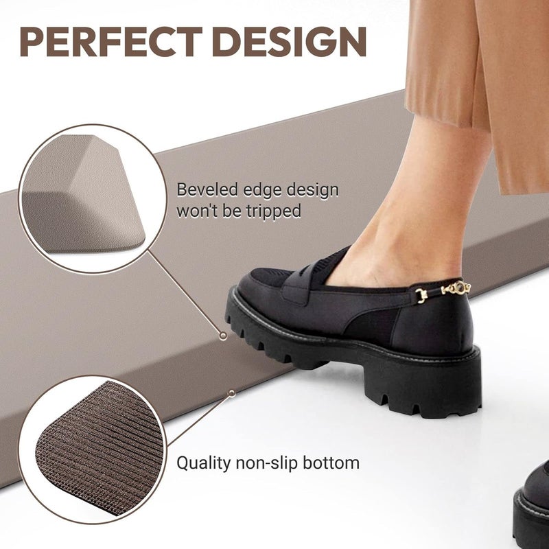 StepLively 4/5 Inch Thick Kitchen Mat - Cushioned Anti Fatigue Mats for Kitchen Floor - Easy to Clean, Waterproof, Non-Slip Kitchen Rug for Sink, Office, Kitchen (17''x28'' Brown) - Image 5