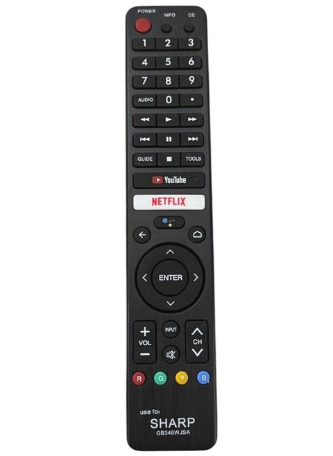 جهاز التحكم عن بعد لتلفزيون Sharp LCD Netflix مع خاصية البحث الصوتي من Google