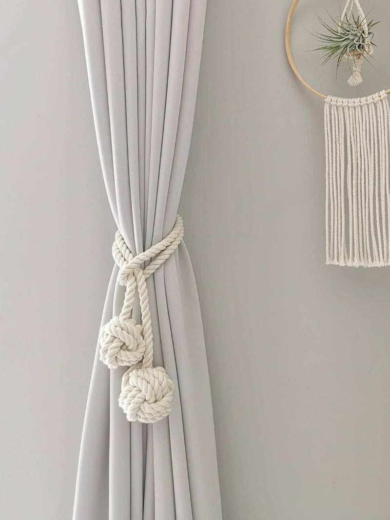 VENTIBROS Set of 2 Macrame Curtain Tieback Marine Nautica Curtain Holder Holdback Modern Window Treatment 100 Cotton Curtain Decor by MAKNGRID