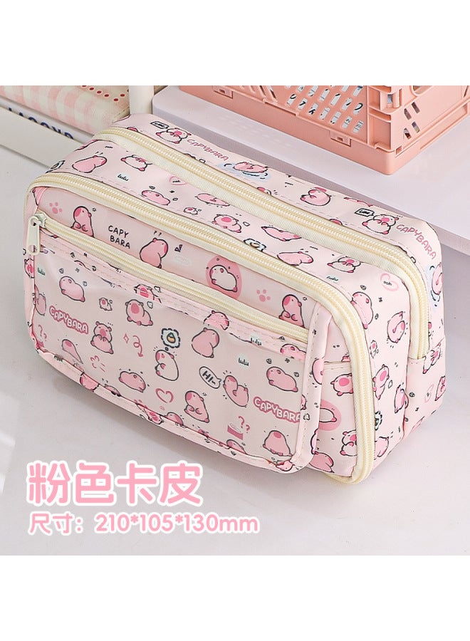 New Large Capacity High-value Transparent Pencil Case For Girls Primary And Secondary School Students Pencil Case Simple Stationery Bag