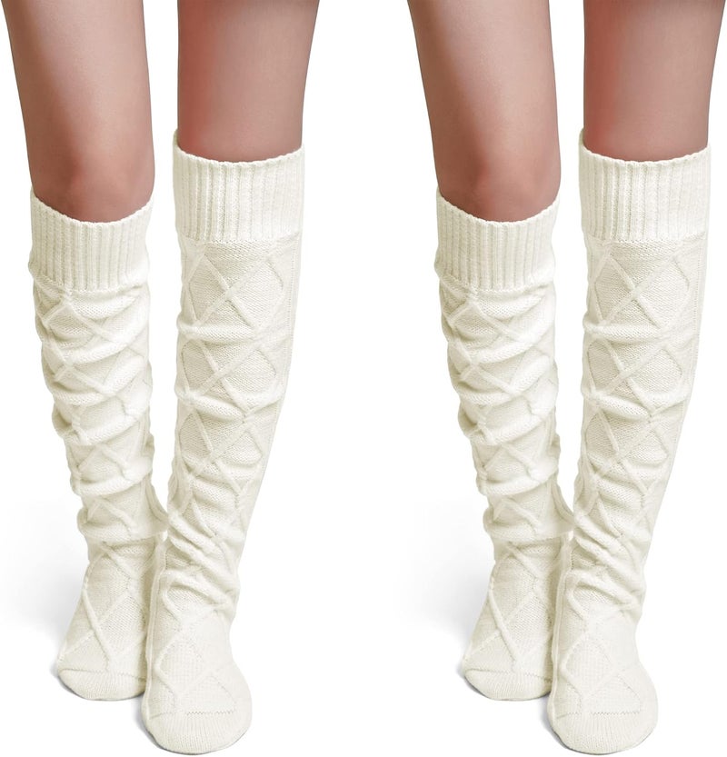 Pcavin Thigh High Socks for Women Cable Knit Over the Knee Boot Socks, Long Warm Leg Warmers Winter - Image 1