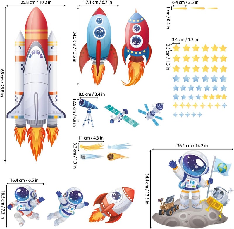 Decowall ملصقات حائط صواريخ ورواد فضاء DECOWALL SG22416 لزينة غرفة الأطفال وغرف الأولاد وغرف اللعب - Image 2