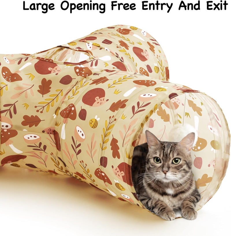 Tempcore Store Pet Cat Tunnel Tube Cat Toys 3 Way Collapsible, Cat Tunnels for Indoor Cats，Kitty Tunnel Bored Pet Toys Peek Hole Toy Ball Puppy, Kitty, Kitten, Rabbit Khaki Hedgehog - Image 3
