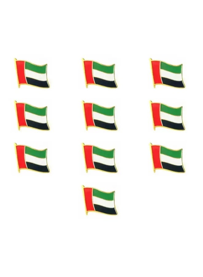 10PCS UAE Flag Brooch Pins – National Day Metal Badge Souvenir for Clothing & Bags - Image 1