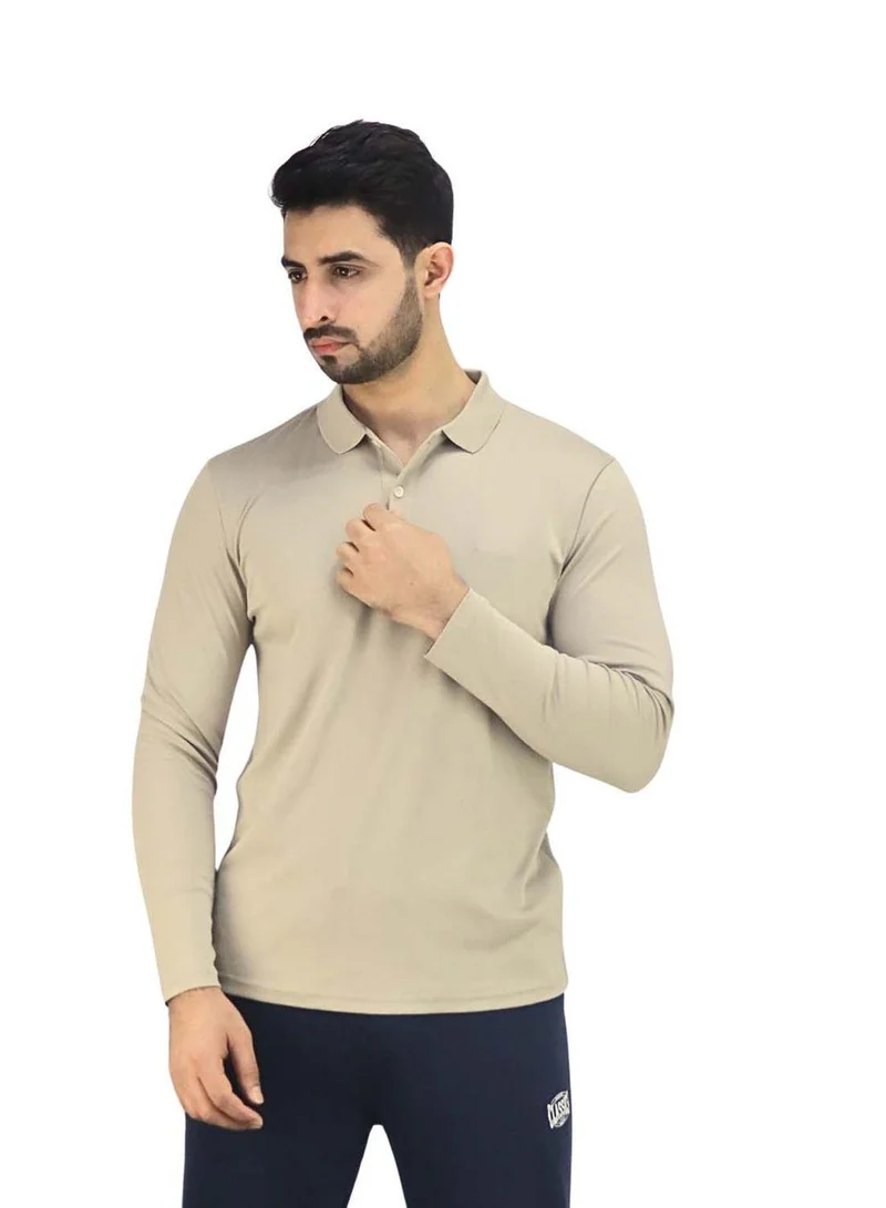 GIORDANO Men’s Flat Knit Collar Long Sleeve Liquid Touch Slim Fit Solid Color Polo