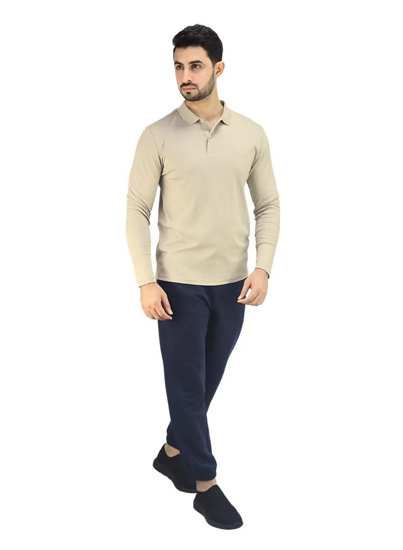 GIORDANO Men’s Flat Knit Collar Long Sleeve Liquid Touch Slim Fit Solid Color Polo