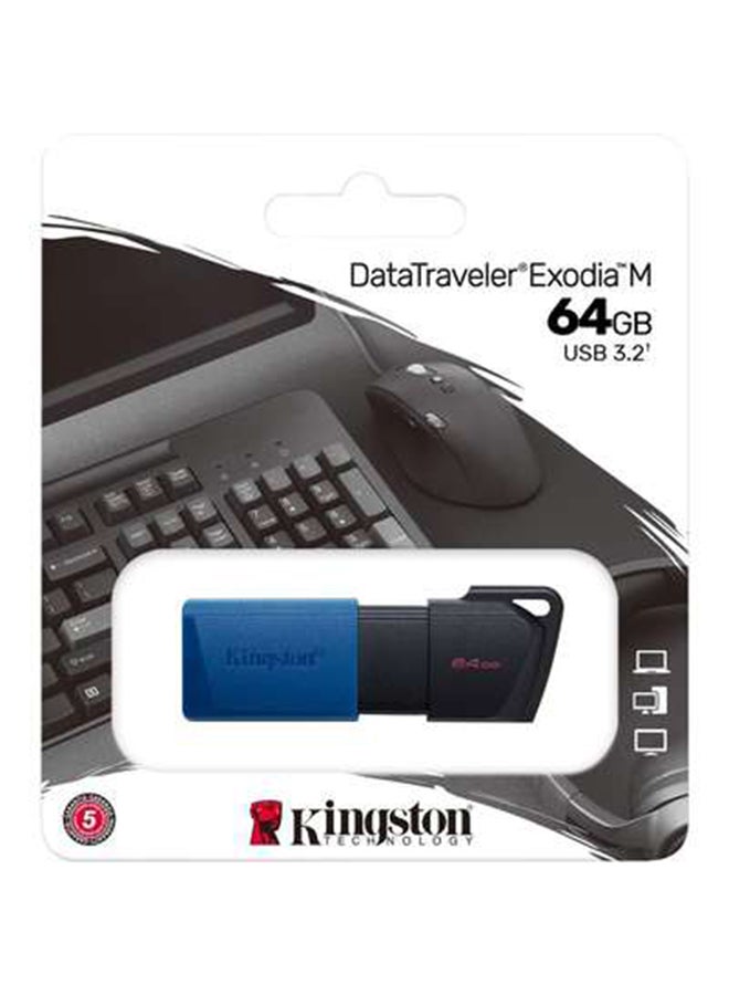 Kingston Technology 64GB USB3.2 Gen 1 Datatraveler Exodia M Black+ Blue - Image 1