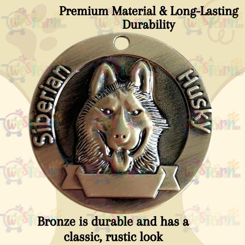 Western Era Siberian Husky Bronze Tag with Dog Face Engraved – Durable Metal Pet ID Tag, Stylish, Sturdy, Long-Lasting, Scratch-Resistant, Lightweight, Attach to Dog Collar for Added Style & Security - Image 5