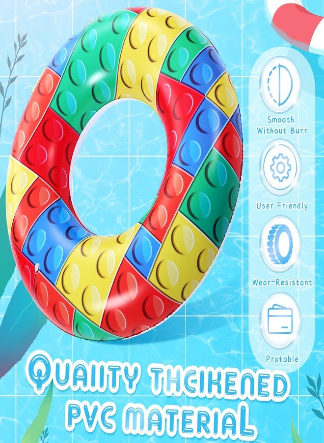Soulchen 2 Pcs Inflatable Tube Pool Float 33" Swimming Pool Float, Swimming Inflatable Tube Ring Raft Toys for Summer Beach Party Supplies (Block) - Image 3