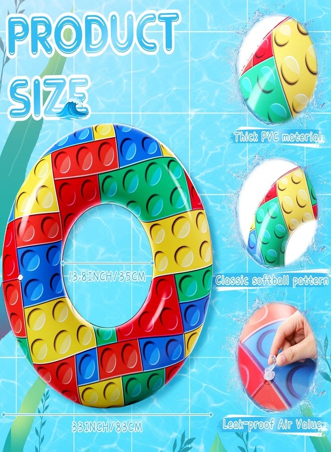 Soulchen 2 Pcs Inflatable Tube Pool Float 33" Swimming Pool Float, Swimming Inflatable Tube Ring Raft Toys for Summer Beach Party Supplies (Block) - Image 2