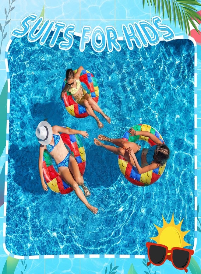 Soulchen 2 Pcs Inflatable Tube Pool Float 33" Swimming Pool Float, Swimming Inflatable Tube Ring Raft Toys for Summer Beach Party Supplies (Block) - Image 5