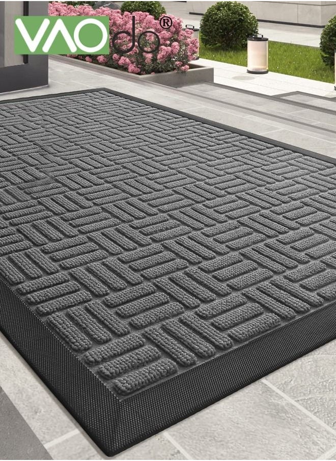 VAOdo - Front Door Mat All Weather Entry and Back Yard Door Mat Indoor and Outdoor Safe Slip Resistant Rubber Backing Absorbent and Waterproof Dirt Trapping Rugs for Entryway 60*90CM - Image 1