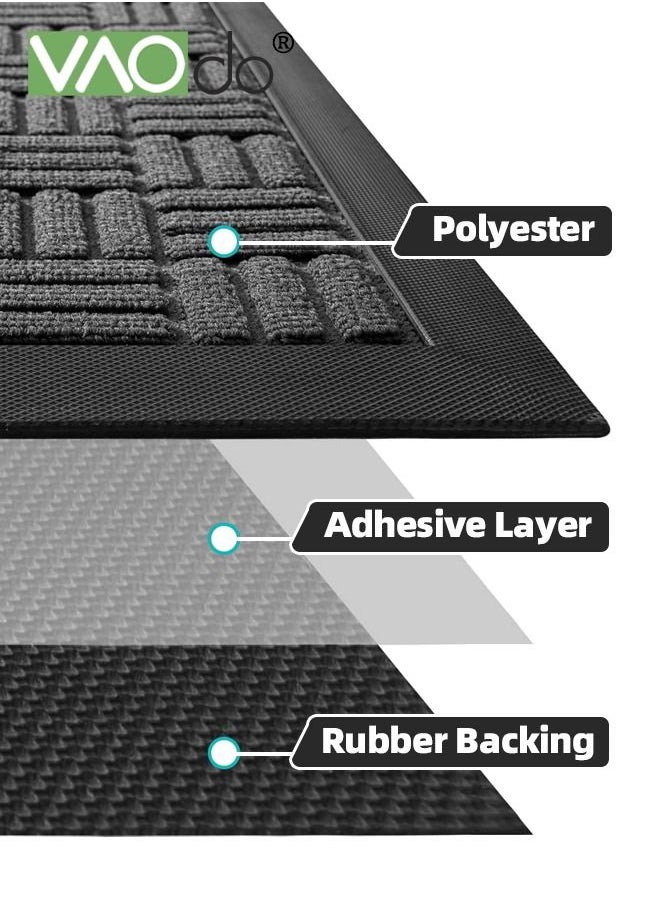 VAOdo - Front Door Mat All Weather Entry and Back Yard Door Mat Indoor and Outdoor Safe Slip Resistant Rubber Backing Absorbent and Waterproof Dirt Trapping Rugs for Entryway 60*90CM - Image 1