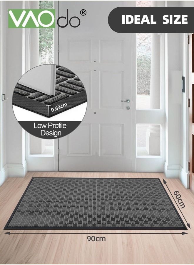 VAOdo - Front Door Mat All Weather Entry and Back Yard Door Mat Indoor and Outdoor Safe Slip Resistant Rubber Backing Absorbent and Waterproof Dirt Trapping Rugs for Entryway 60*90CM - Image 1