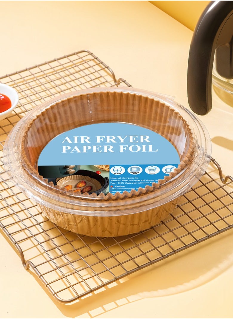 Beauenty 100 PCS Air Fryer Disposable Paper Liners, Non-Stick Parchment Paper for Air Fryer Liners Baking Paper, 7.9inch/20cm Brown (Round)  - Image 1