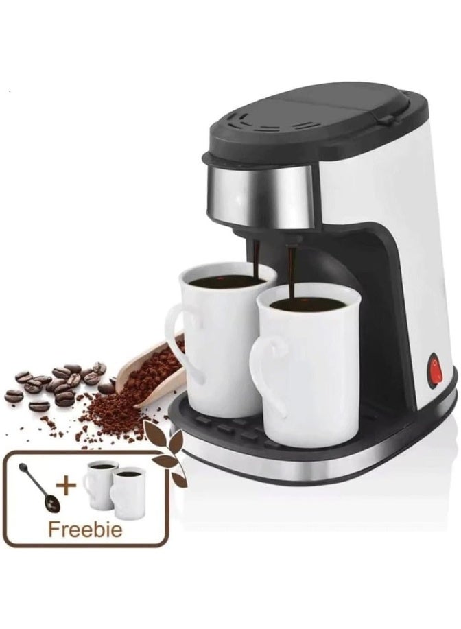 Denx Drip Coffee Maker DX3413 – 240ml Portable Electric Espresso & Filter Coffee Machine, 450W Fast Brewing, Permanent Washable Filter, Single/Double Cup, Stainless Steel, Compact for Home, Office - Image 4
