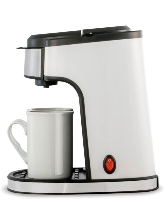 Denx Drip Coffee Maker DX3413 – 240ml Portable Electric Espresso & Filter Coffee Machine, 450W Fast Brewing, Permanent Washable Filter, Single/Double Cup, Stainless Steel, Compact for Home, Office - Image 2