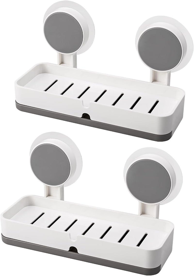 Rinkify Self-Adhesive Soap Holder for Bathroom - Non-Drill Wall-Mounted Soap Dish with Removable Drain Tray, Waterproof & Space-Saving Soap Stand for Sink, Travel & Camping - Grey (Pack of 2) - Image 1