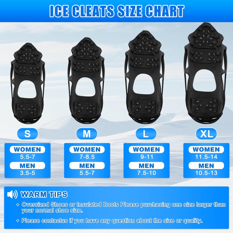 SILANON Ice Cleats, Crampons Ice Cleats for Shoes and Boots Men Women Kids,Non Slip 28 Steel Shoe Spikes for Snow and Ice Traction Snow Cleats Grippers for Winter Walking Hiking Fishing - Image 4