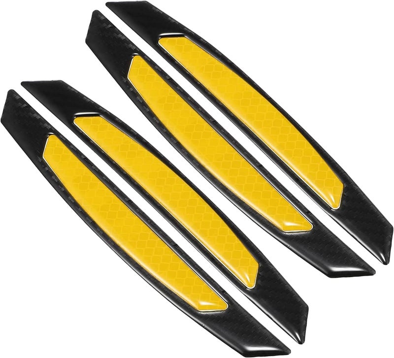 Ergonomic build Unifizz 4 Pcs Car Door Edge Reflective Stickers Protection Guard Strips Universal Car Truck SUV Anti-Collision Sticker Decal Car Side Door Edge Guards Protector Black Yellow Multi-use qualified quality - Image 1