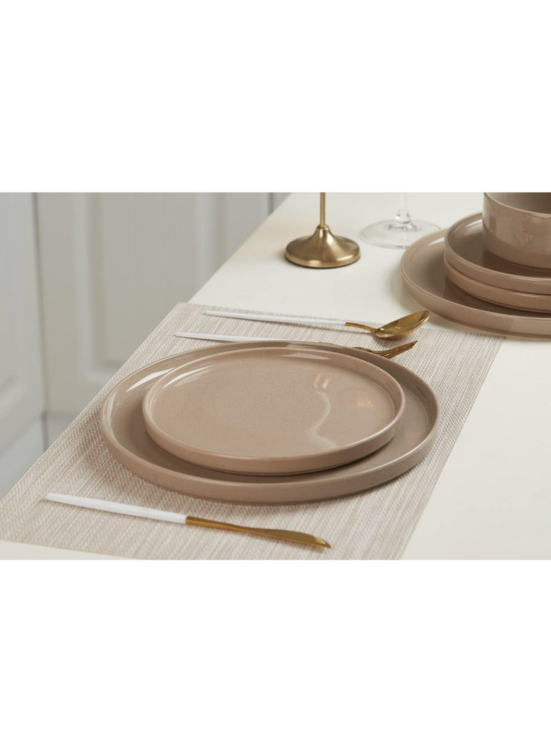 Famiware Annecy 18 Piece Double Reactive Glaze Handmade Dinnerware Set, Set for 6, Scratch Resistant, Microwave & Dishwasher Safe, Grey-White - Image 5
