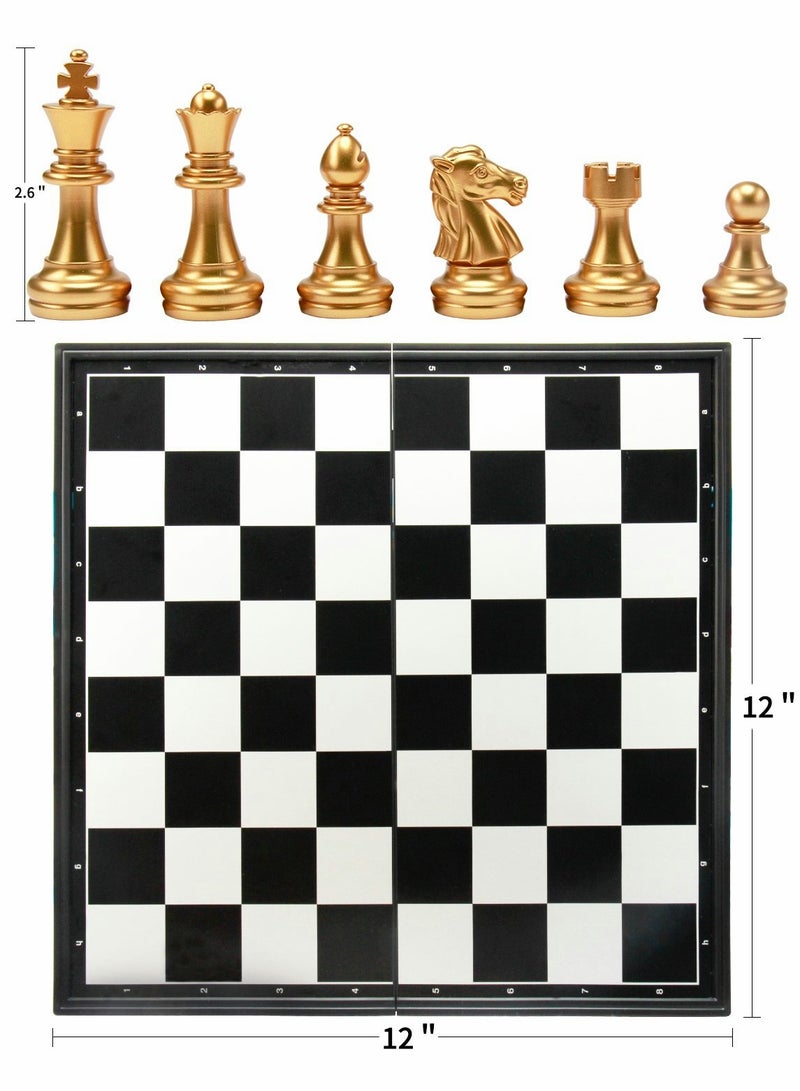 SYOSI Magnetic Chess Set, 12" Travel Folding Chess Board Portable Chess Game Gifts for Kids Adult Traveling - Image 3