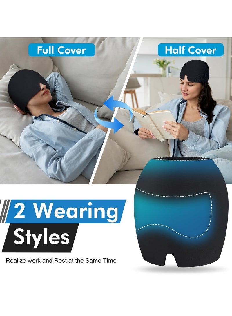 Migraine Relief Cap, All Around Gel Covered Reusable Headache Relief Cap, Black Migraine Cap for Headache Relief, Puffy Eyes - Image 5