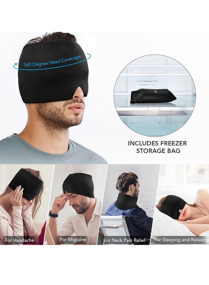 Migraine Relief Cap, All Around Gel Covered Reusable Headache Relief Cap, Black Migraine Cap for Headache Relief, Puffy Eyes - Image 4