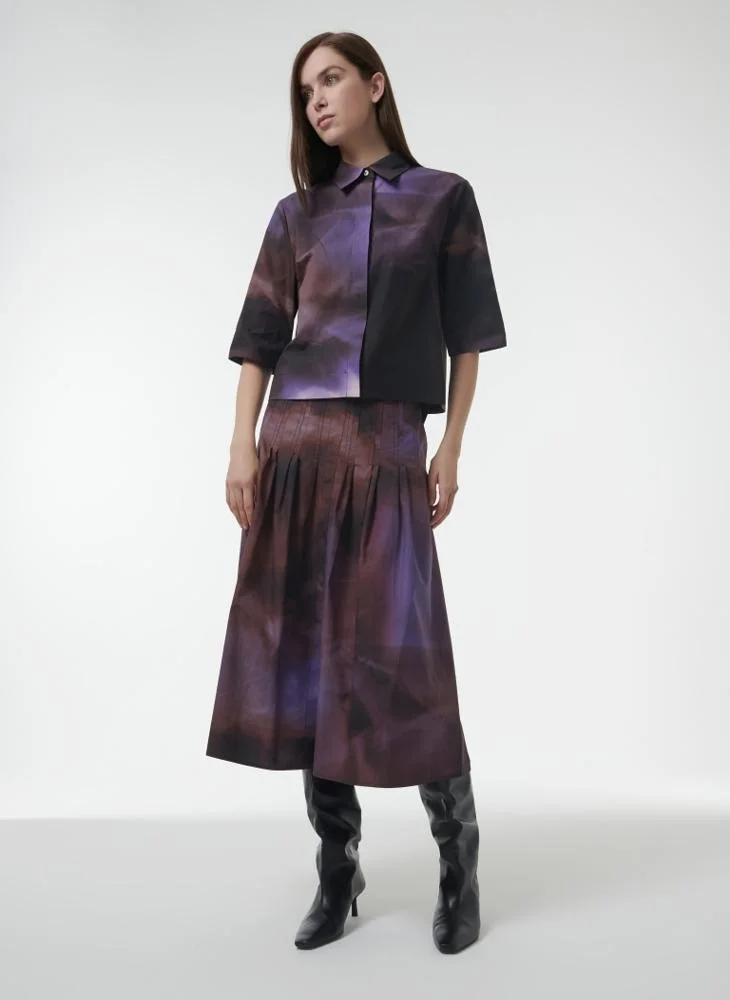 Leem Flare Skirt With Pleat Detail - Shorter Length